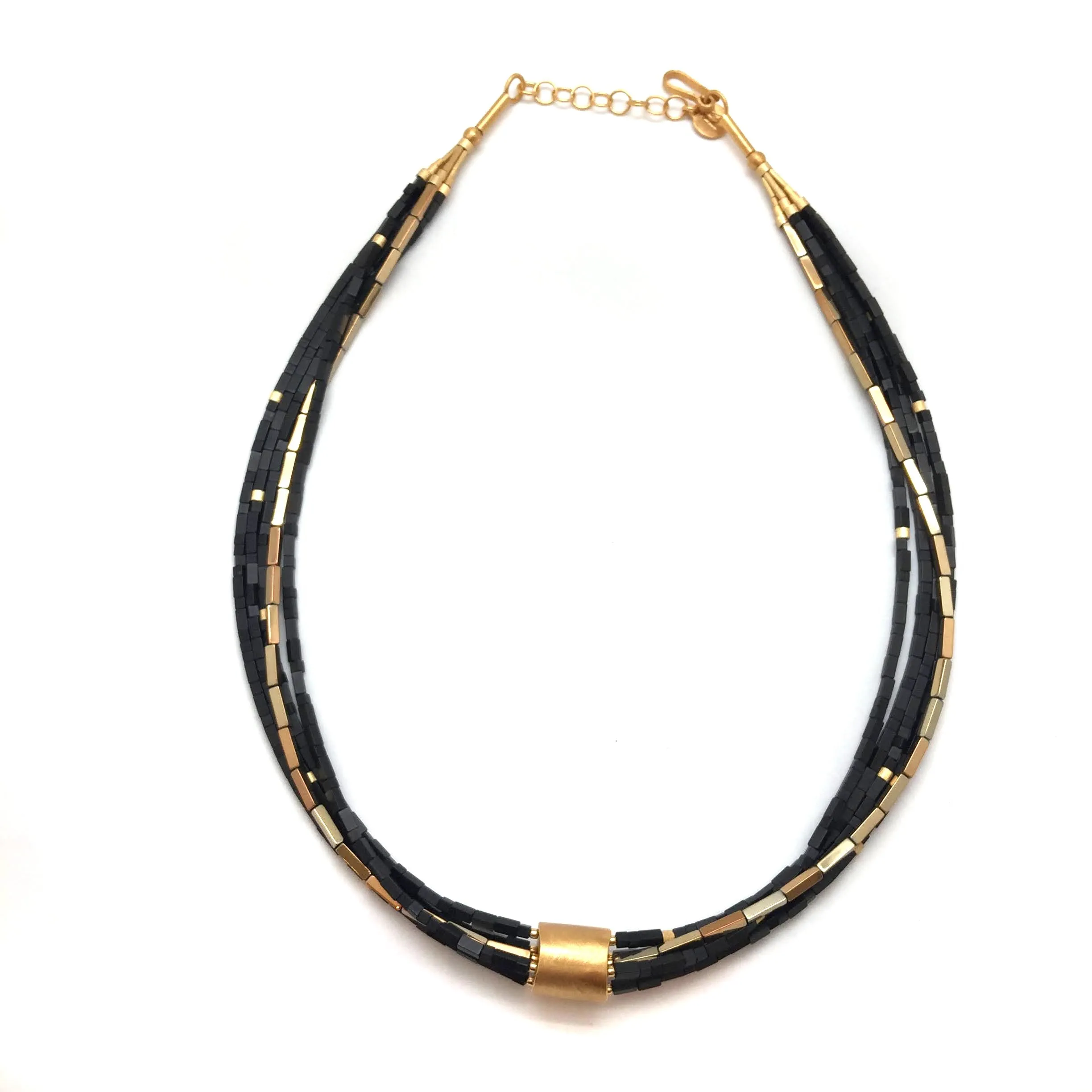 Multi-Strand Necklace with Gold Accent