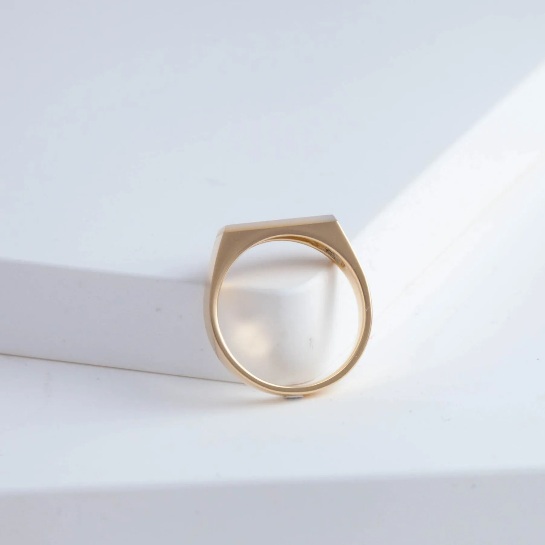 Narrow shell signet ring