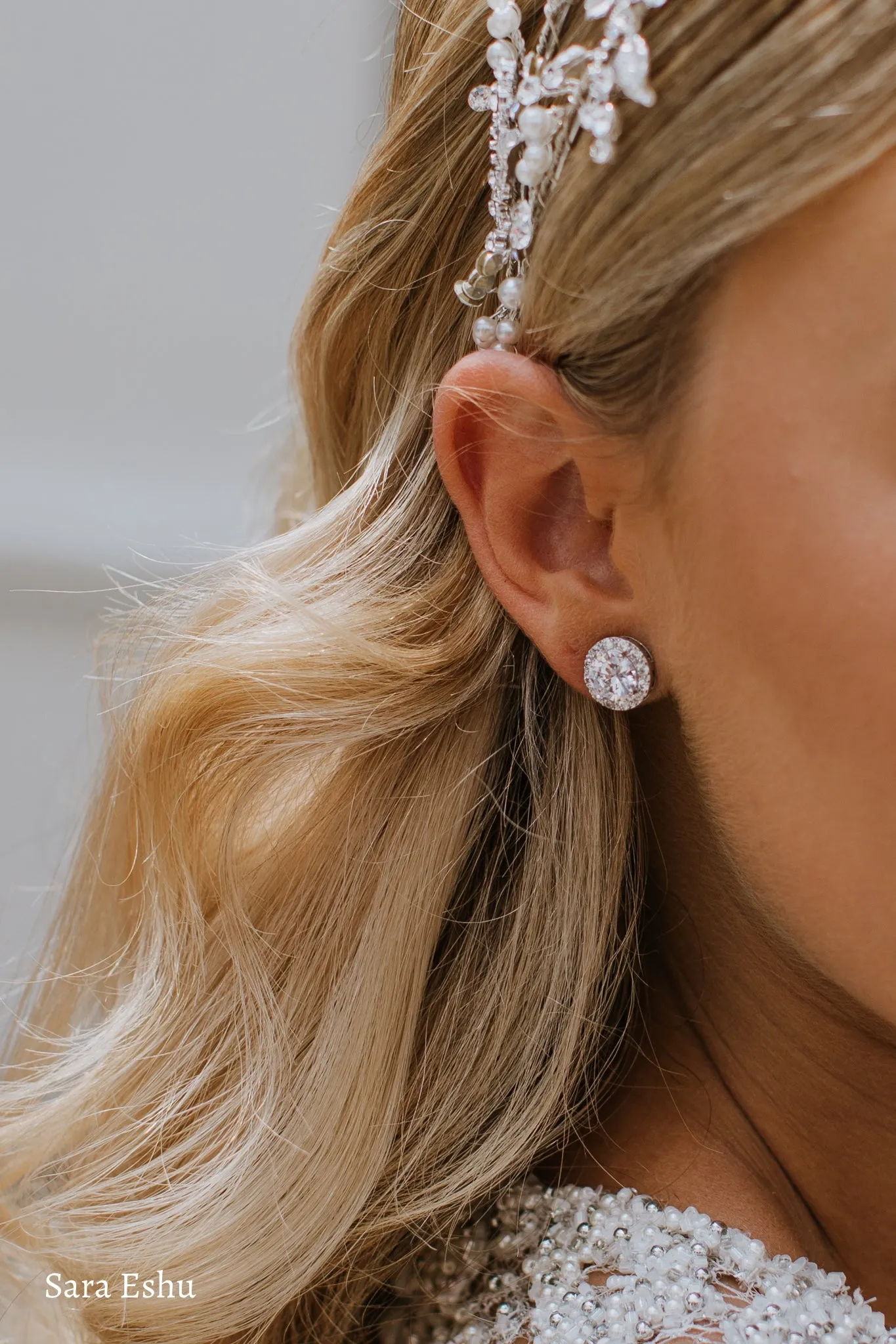 Natalie - Lovely Round Crystal Bridal Stud Earrings