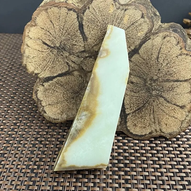 Natural Hetian Jade Rough Nephrite Raw (113g,10.4X3.3X1.5cm)