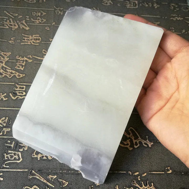 Natural Kunlun Jade Rough Nephrite Raw (343g, 12X8.3X1.1cm)