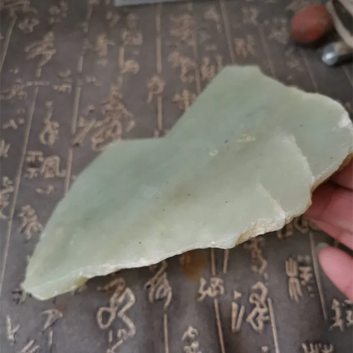 Natural Kunlun Jade Rough Nephrite Raw (483g, 13X8X1.5cm)