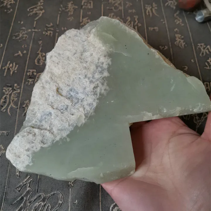 Natural Kunlun Jade Rough Nephrite Raw (483g, 13X8X1.5cm)