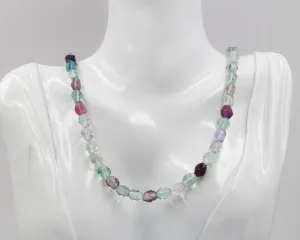 Natural Multi Color Fluorite Necklace Fluorite Beads Necklace Sarafa Indian Necklace Green and Purple Beaded Gemstone Necklace SKU 6142785