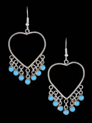 Navajo Turquoise Sterling Silver Chandelier Dangle Earrings