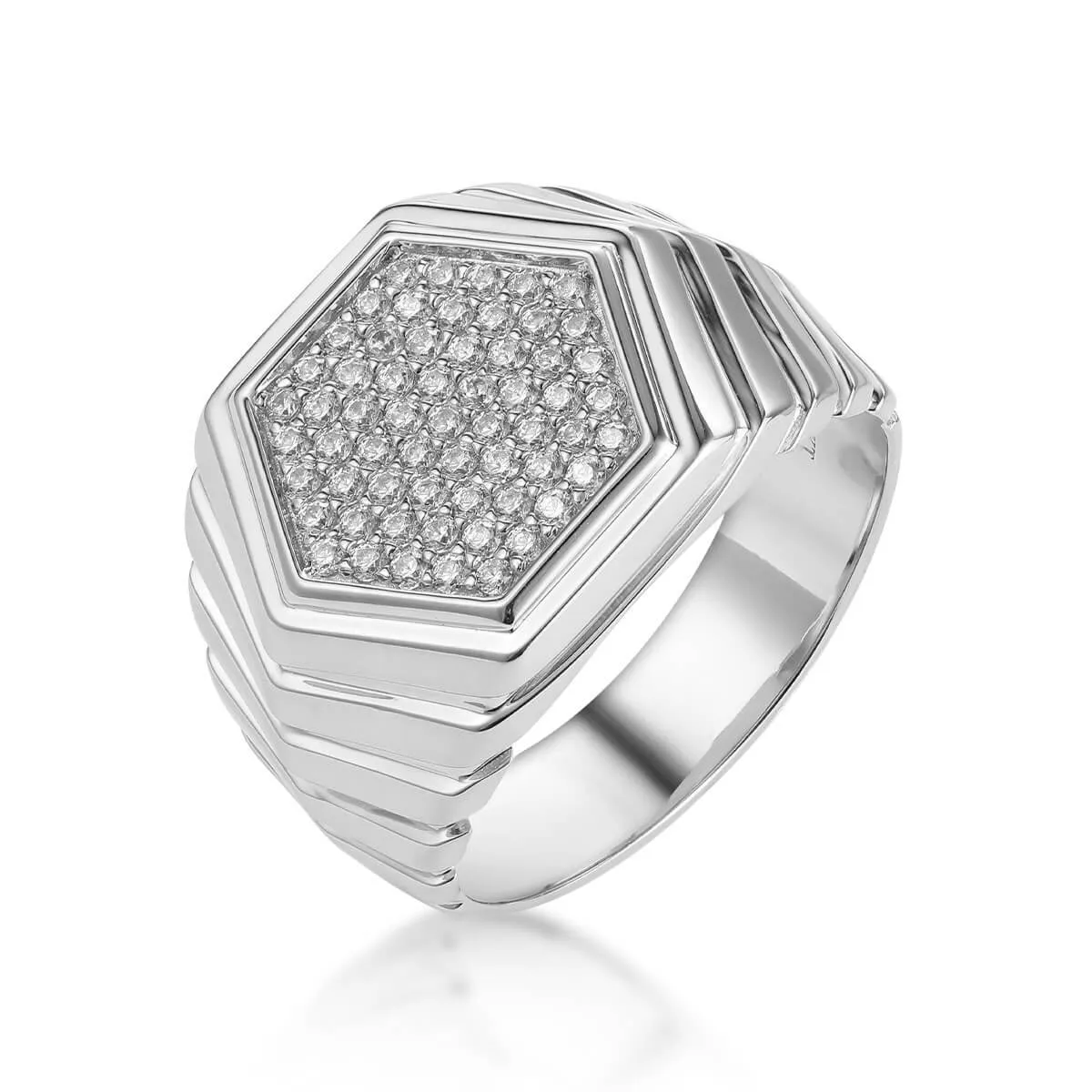 Octagon Diamond Signet Ring