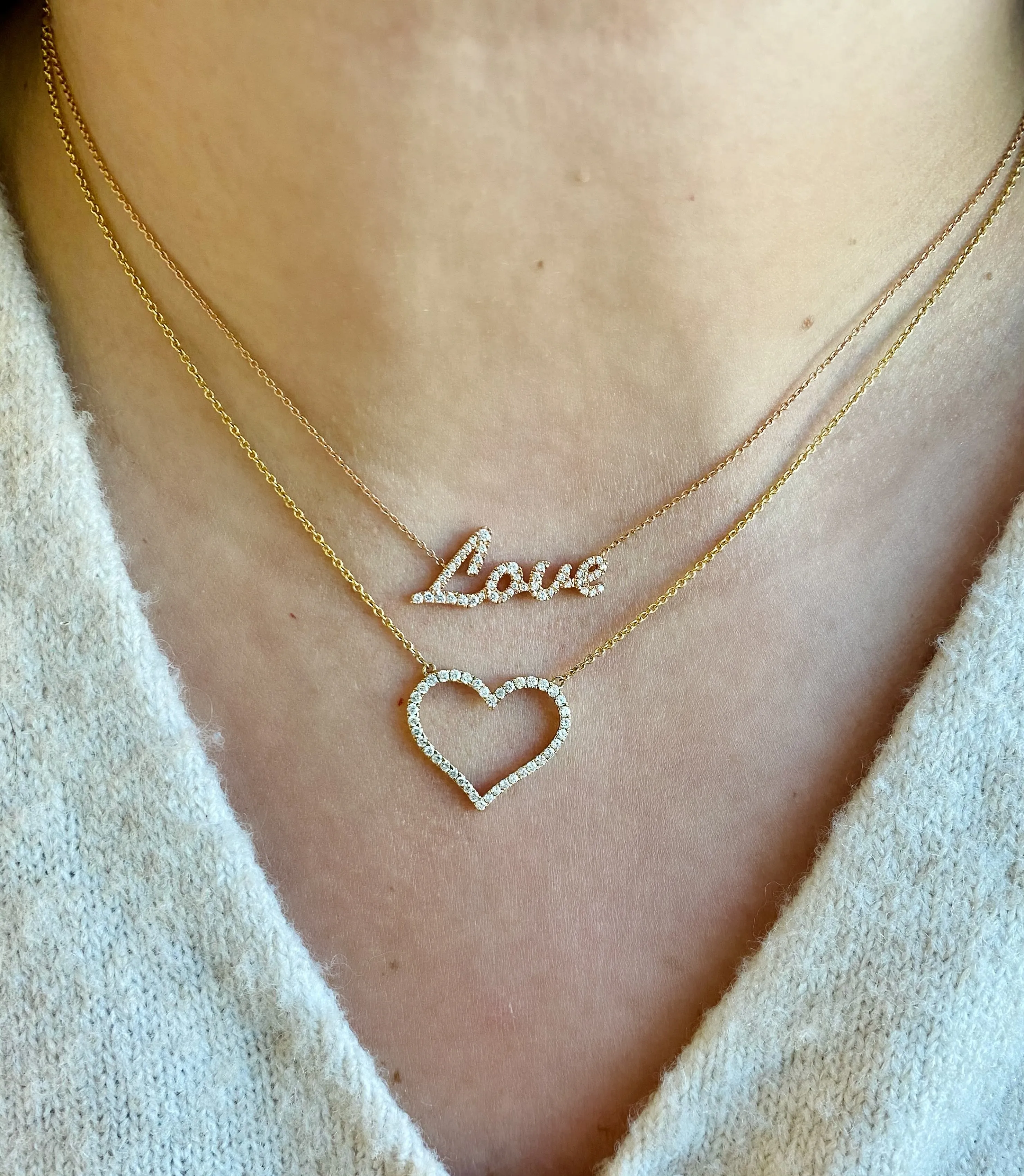 Open Diamond Heart Necklace