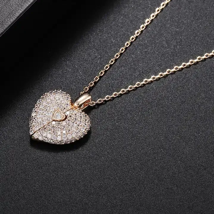 Openable Heart Crystal Personalized Necklace