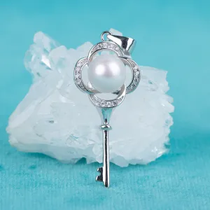 P030532 DIY 8-11mm Natural Freshwater pearl pendant accessory 925 sterling silver engagement jewelry necklace for women