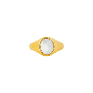 Pearl Signet Ring - Gold