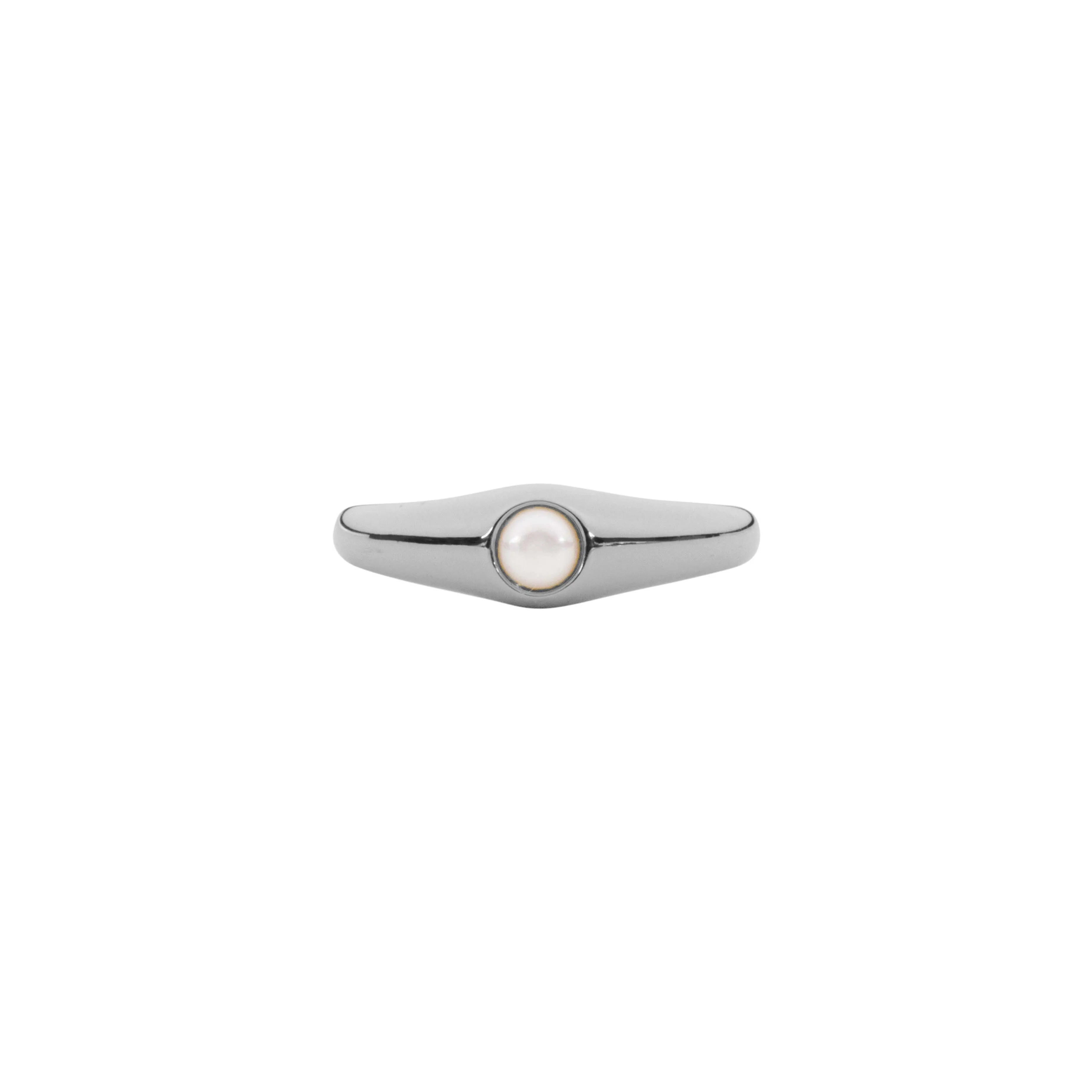 PEARL SIGNET RING SILVER