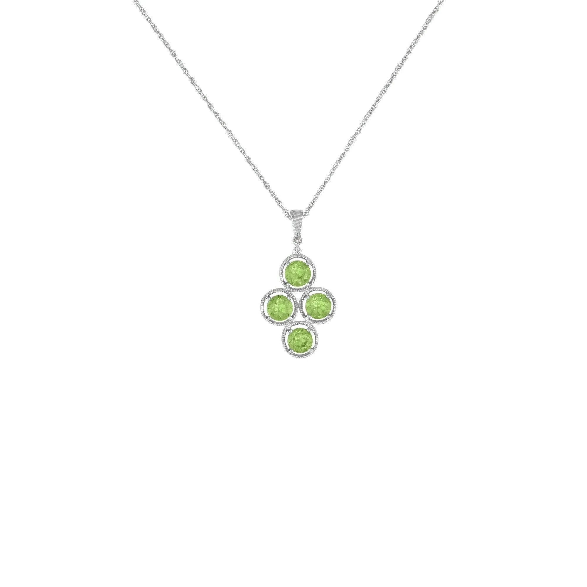 Peridot and Diamond Accent Fashion Pendant in Sterling Silver