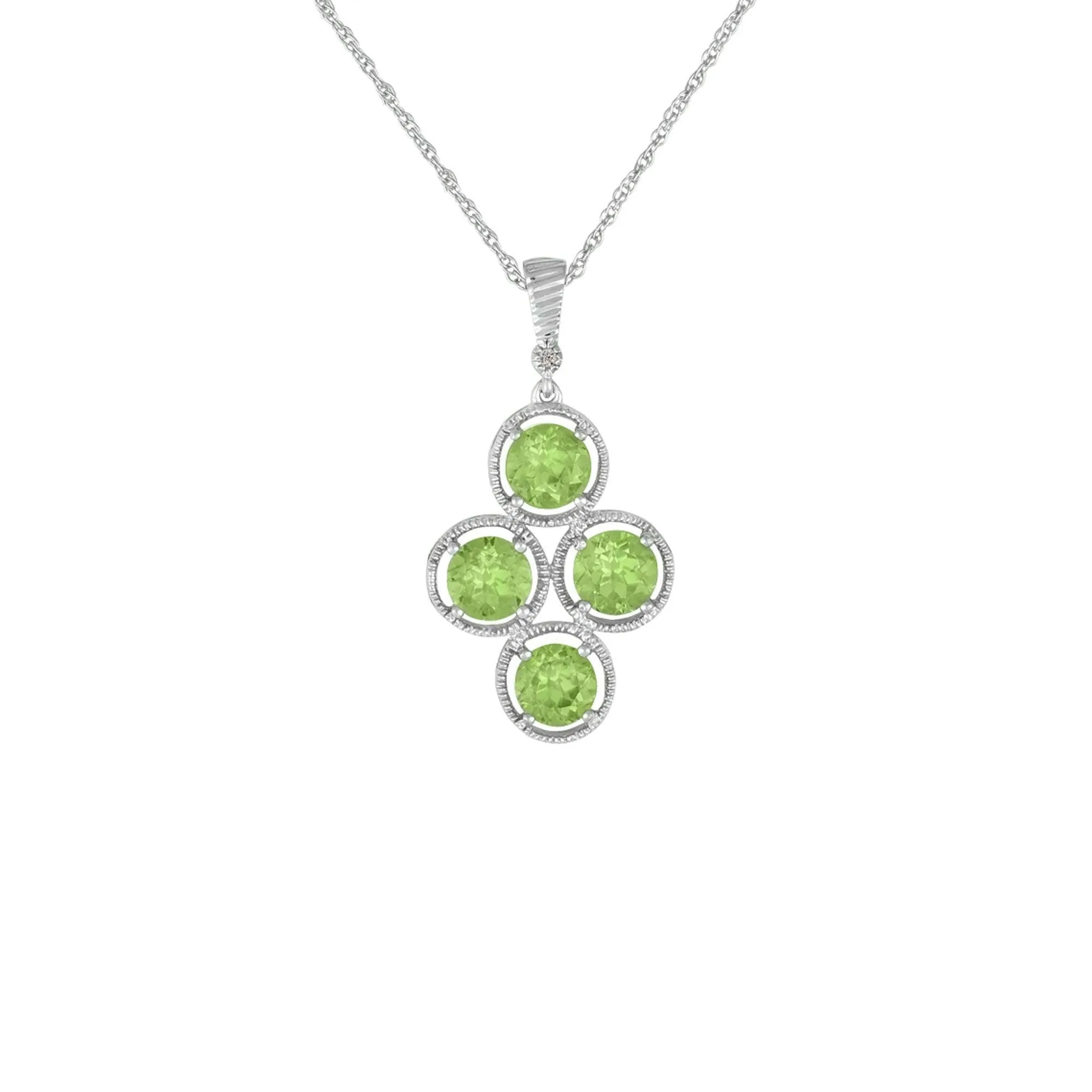 Peridot and Diamond Accent Fashion Pendant in Sterling Silver