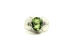 Peridot And Diamond Oval-cut Ring