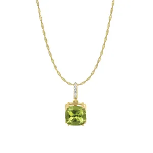 Peridot and Diamond Pendant in 10K Gold