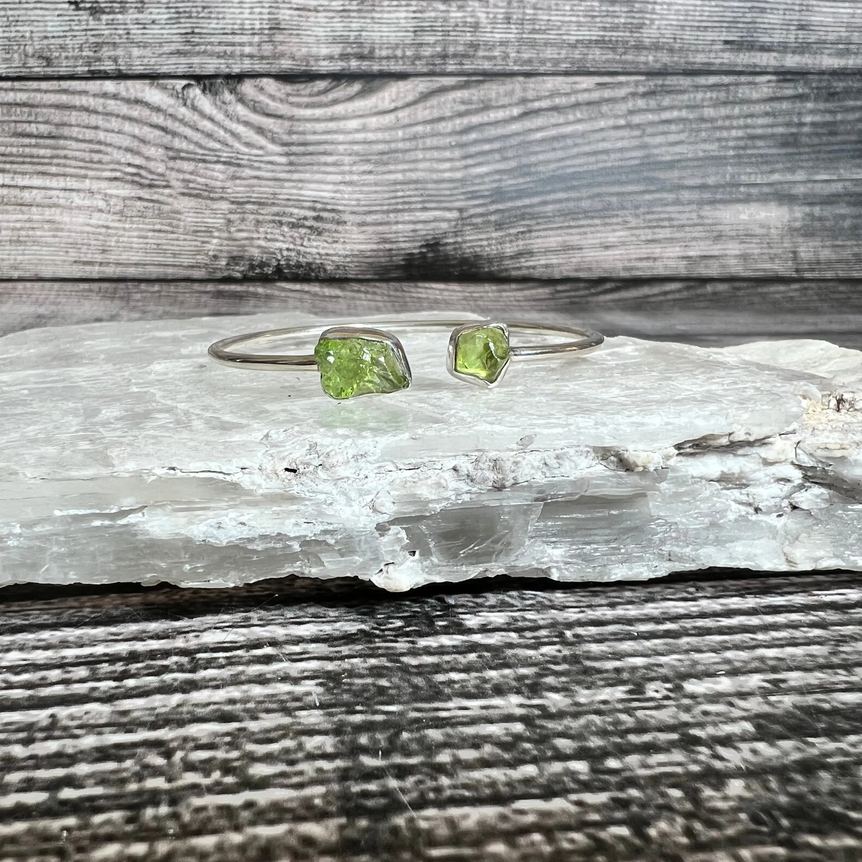 Peridot - Flexible Sterling Silver Bracelet