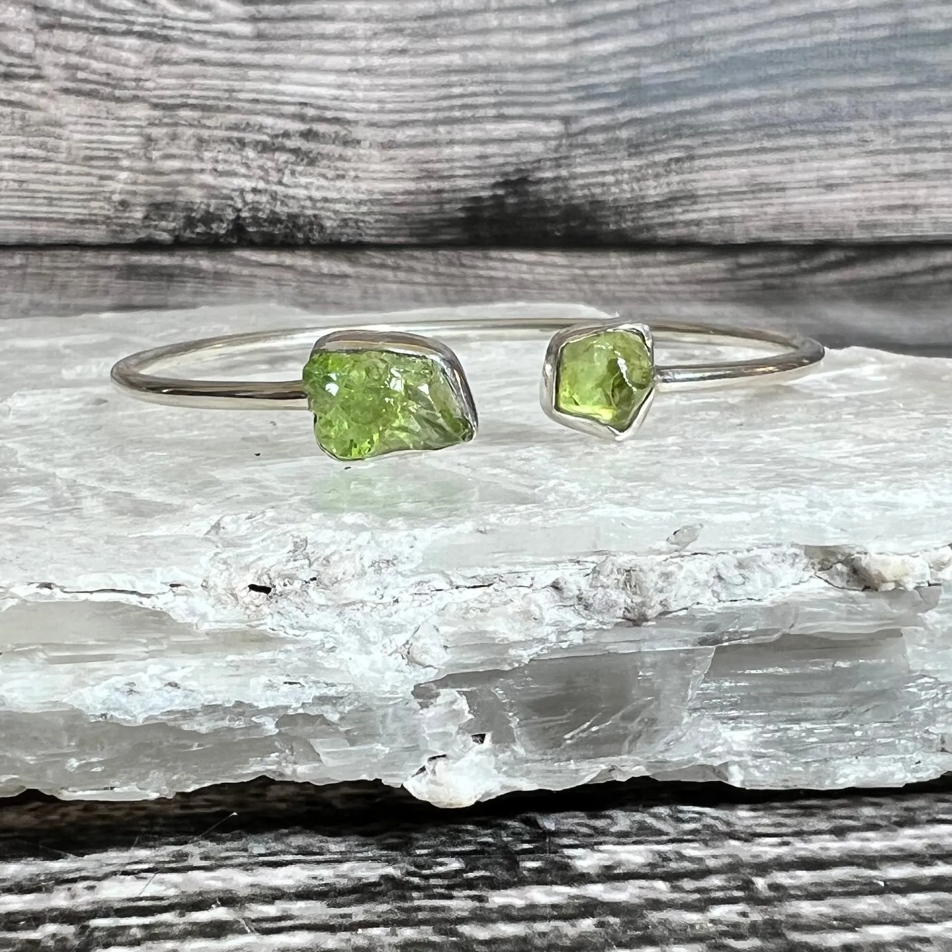 Peridot - Flexible Sterling Silver Bracelet