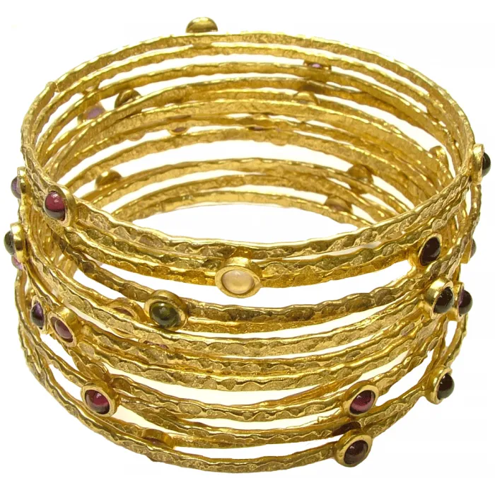 Peridot Gold Plated Stacking Bangle