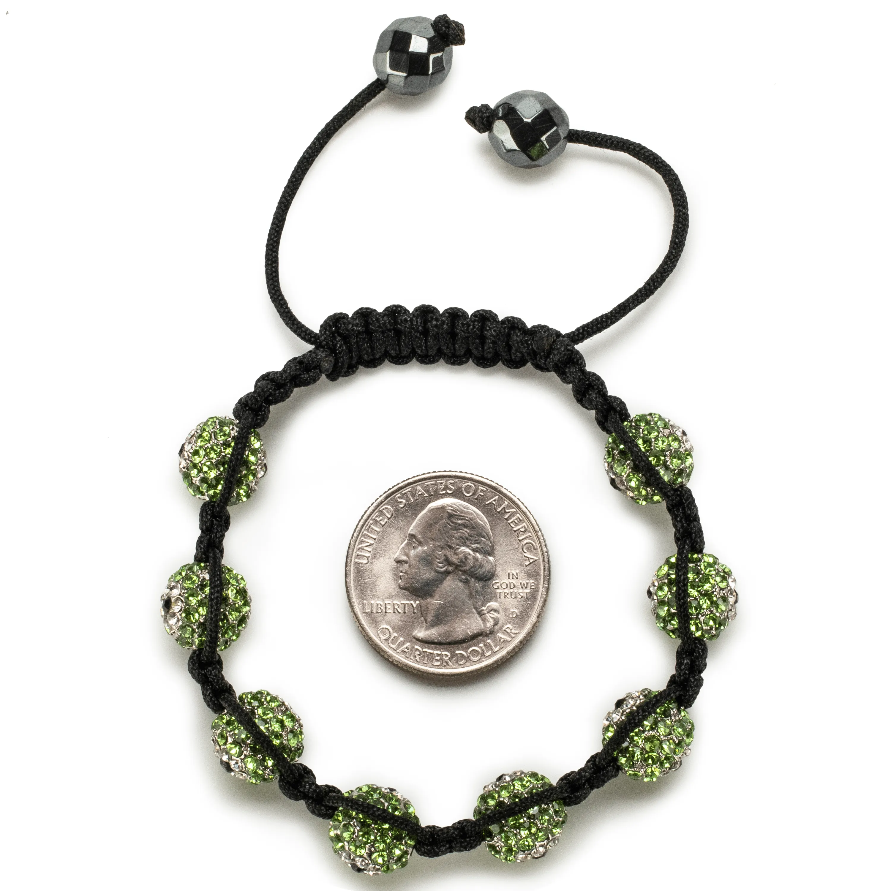 Peridot Green Shamballa Evil Eye Crystal Bracelet