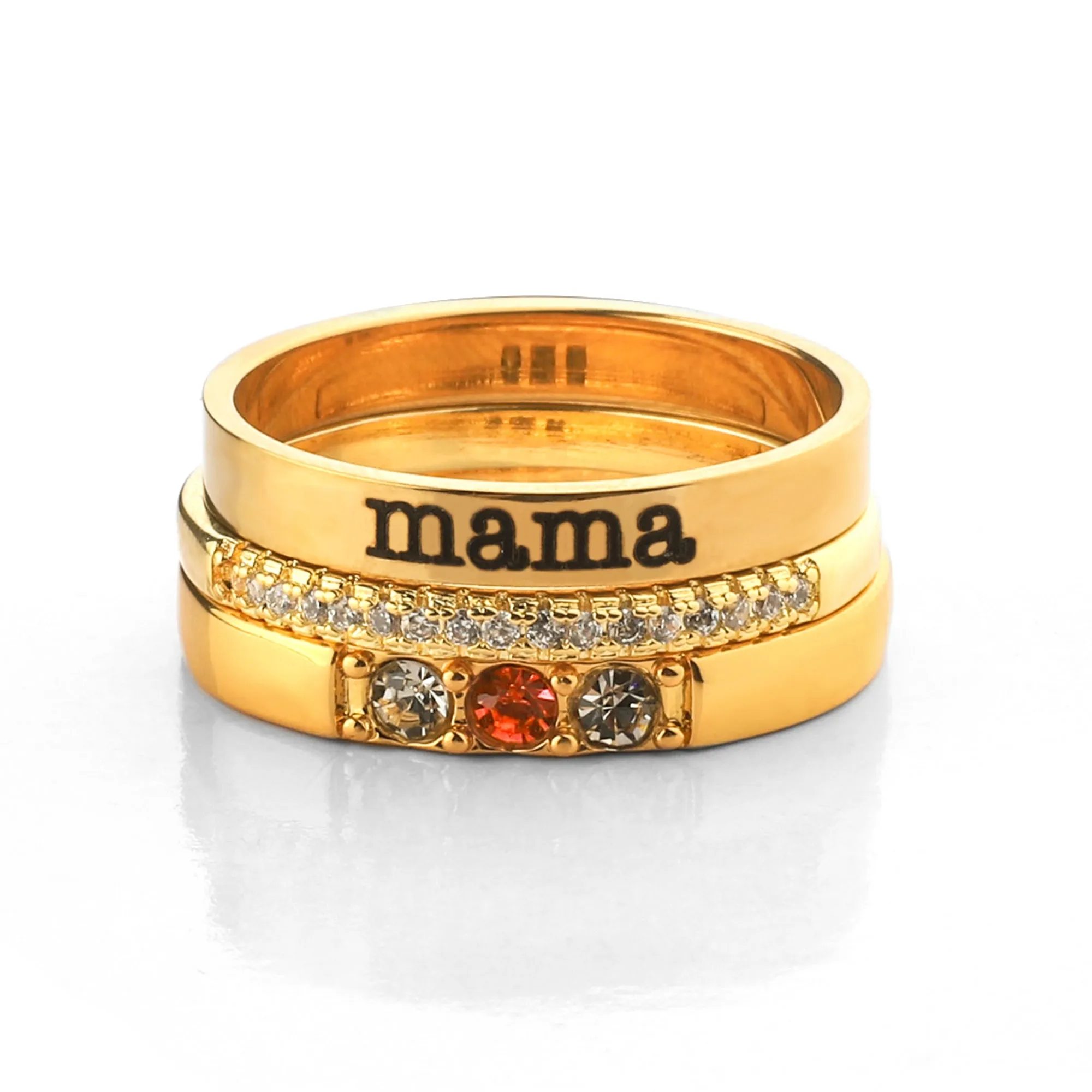 Personalized Birthstones Stacking Name Rings