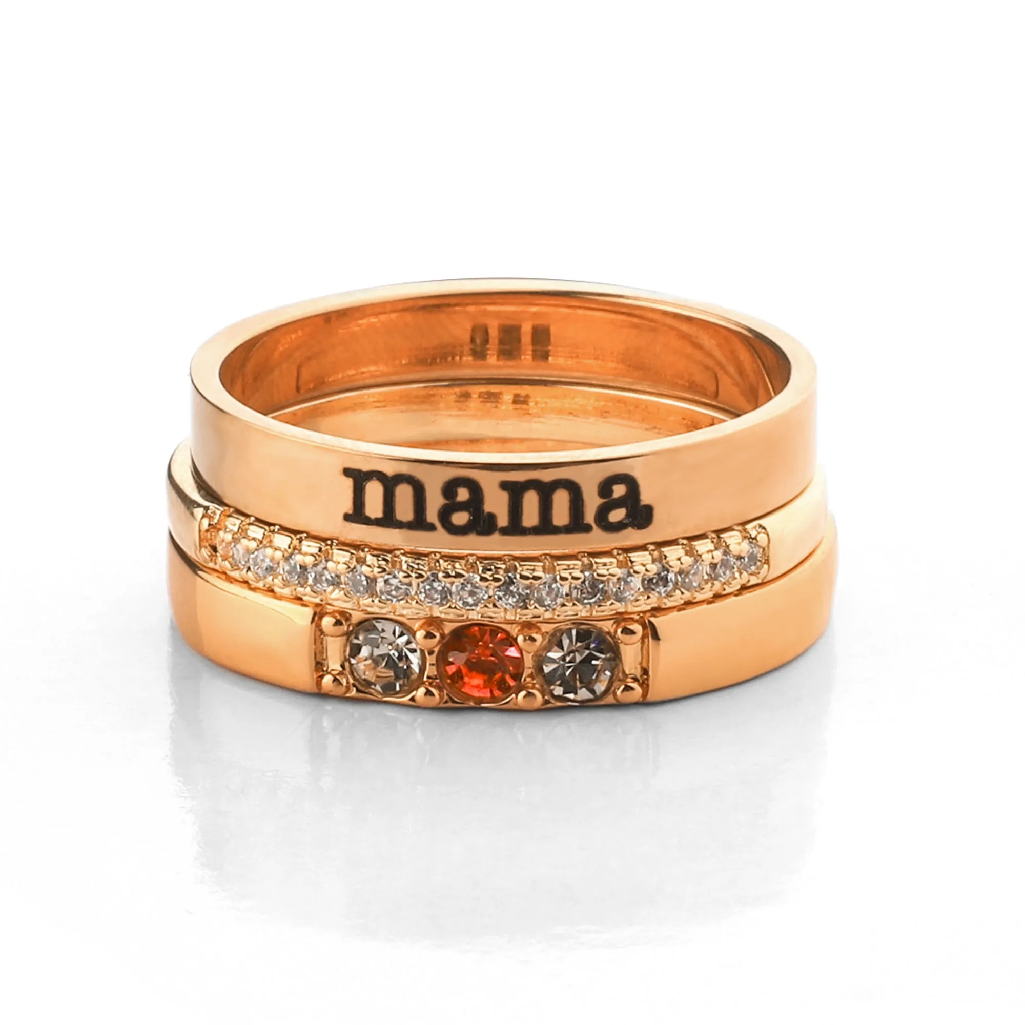 Personalized Birthstones Stacking Name Rings