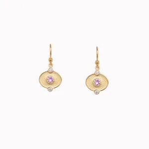 Petite Brushed Pink Sapphire Dangle Earrings