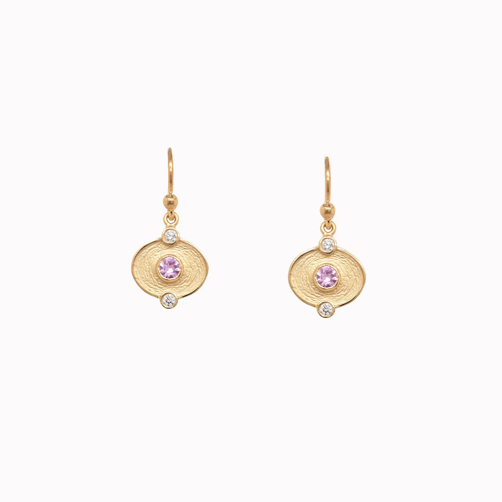 Petite Brushed Pink Sapphire Dangle Earrings