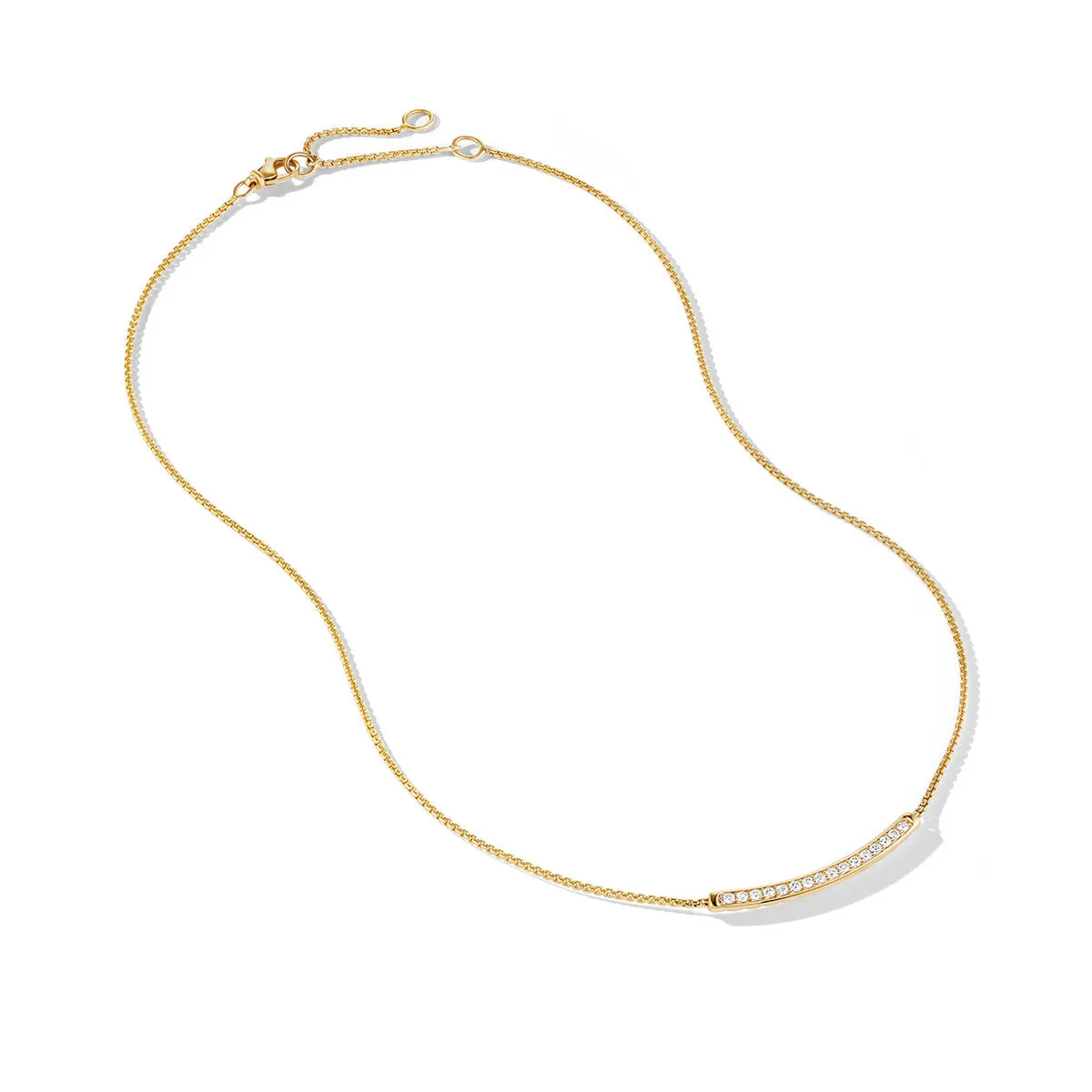 Petite Pave Bar Necklace in 18K Yellow Gold with Diamonds