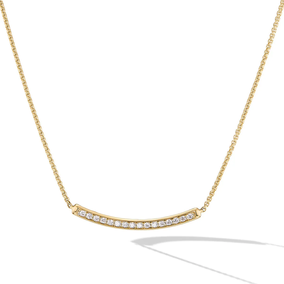 Petite Pave Bar Necklace in 18K Yellow Gold with Diamonds