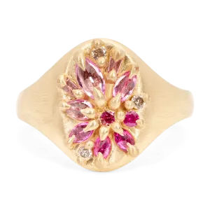 Pink Lotus Signet Ring - Made to Order