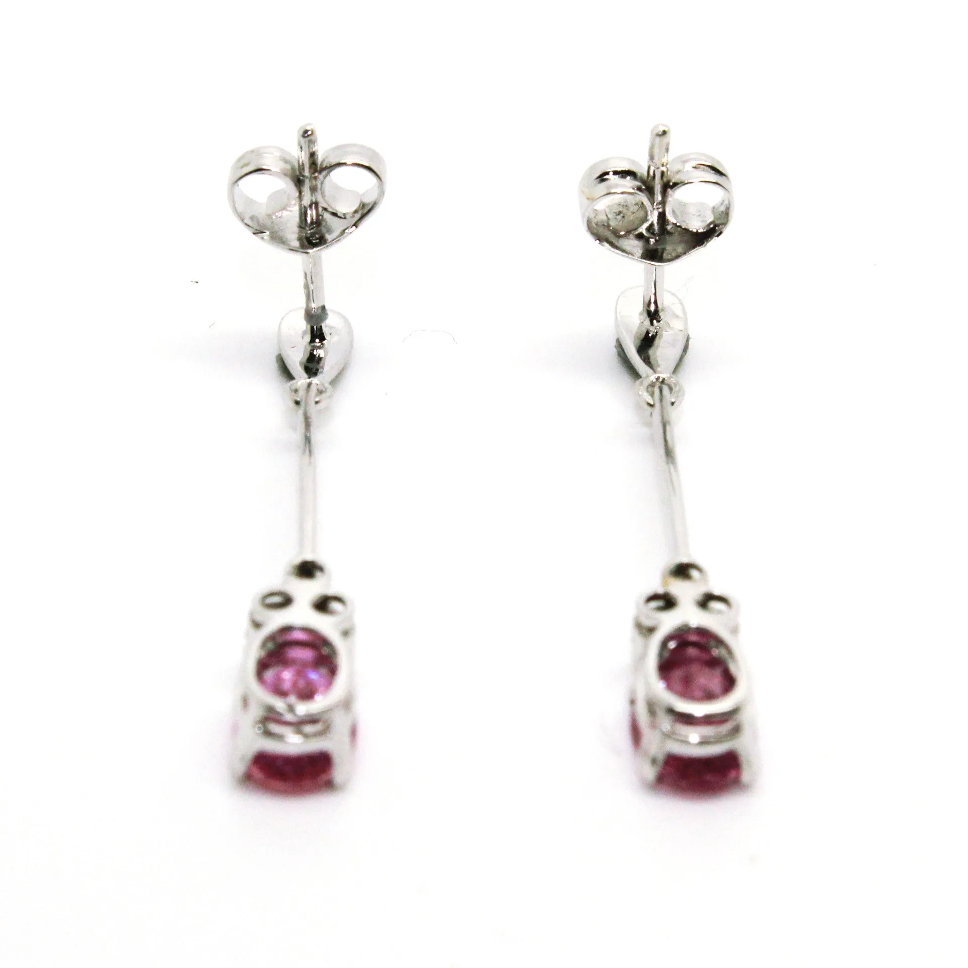 Pink Sapphire And Diamond Stick Drop Earring Ad No. 0786