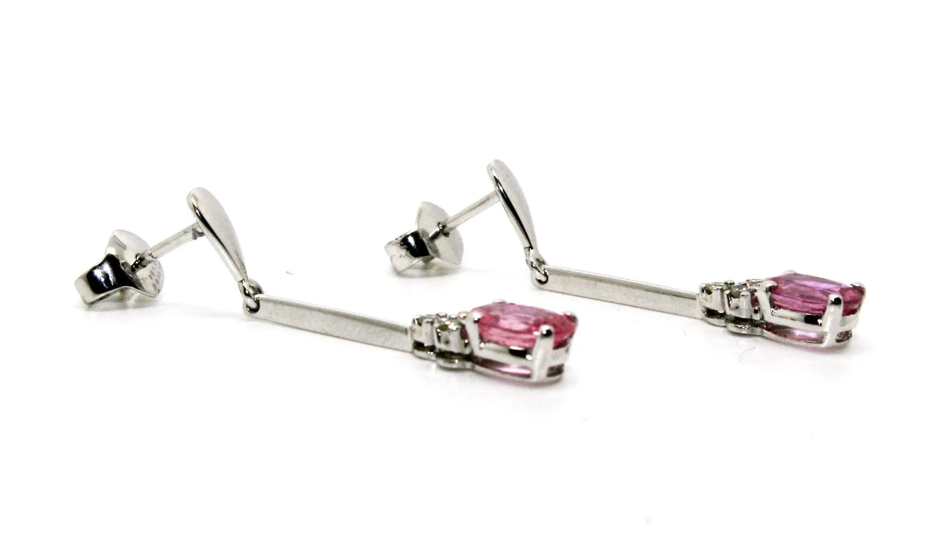 Pink Sapphire And Diamond Stick Drop Earring Ad No. 0786