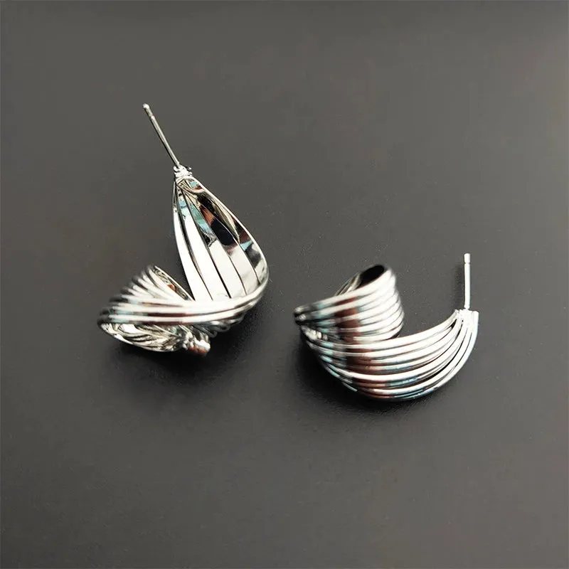 Pre Order:  Pleated Metal Stud Earrings