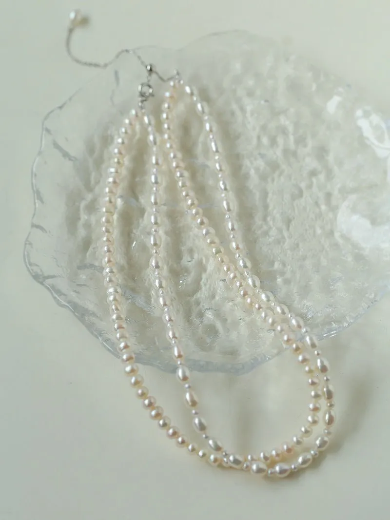 Pulldown Double-Layer Beaded Pearl Necklaces