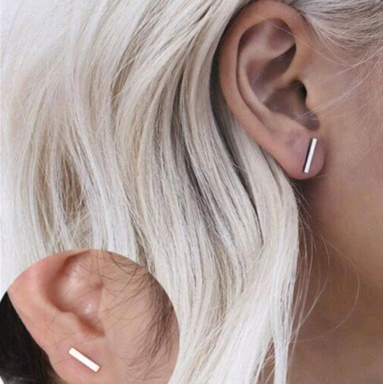 Punk Style Minimalist T Bar Stud Earrings