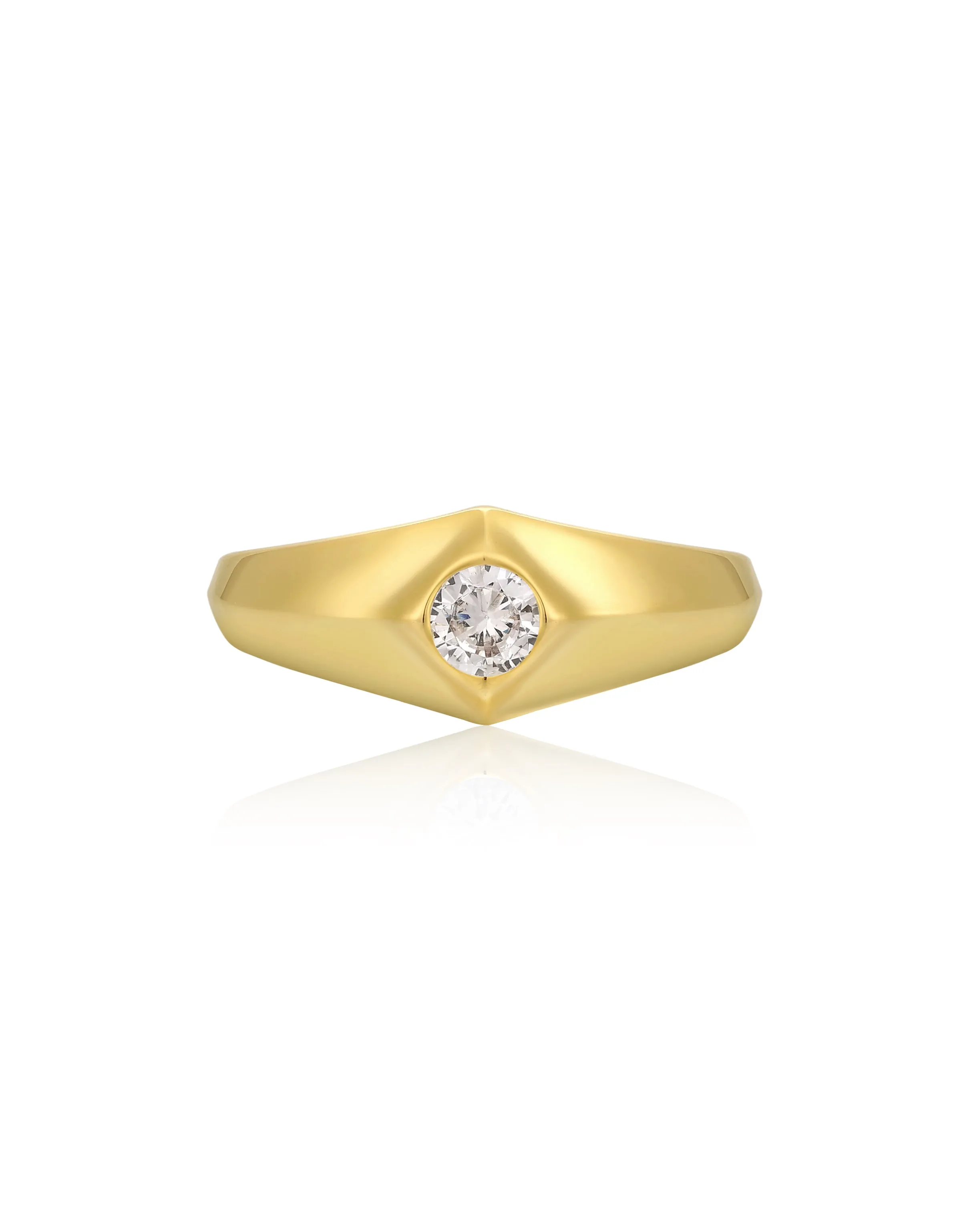 Pyramid Stud Signet Ring- Gold