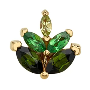 "Esme" Threaded End in Gold with Green Tourmaline, Tsavorite and Peridot