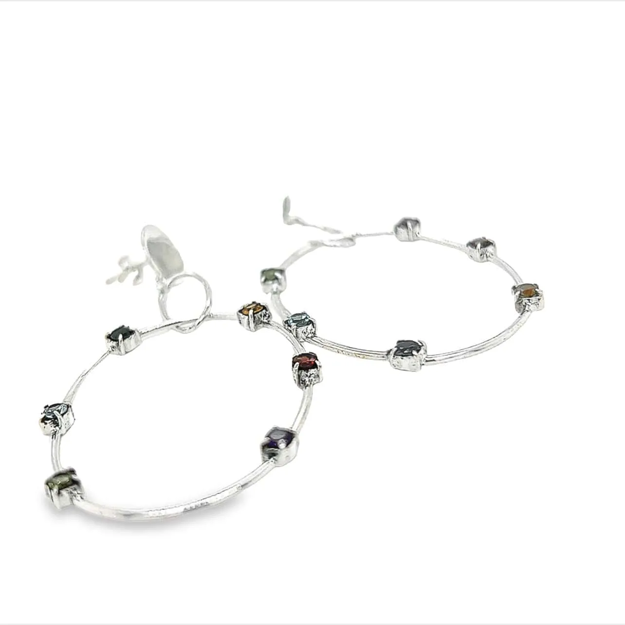 Rainbow Gemstone Drop Hoops