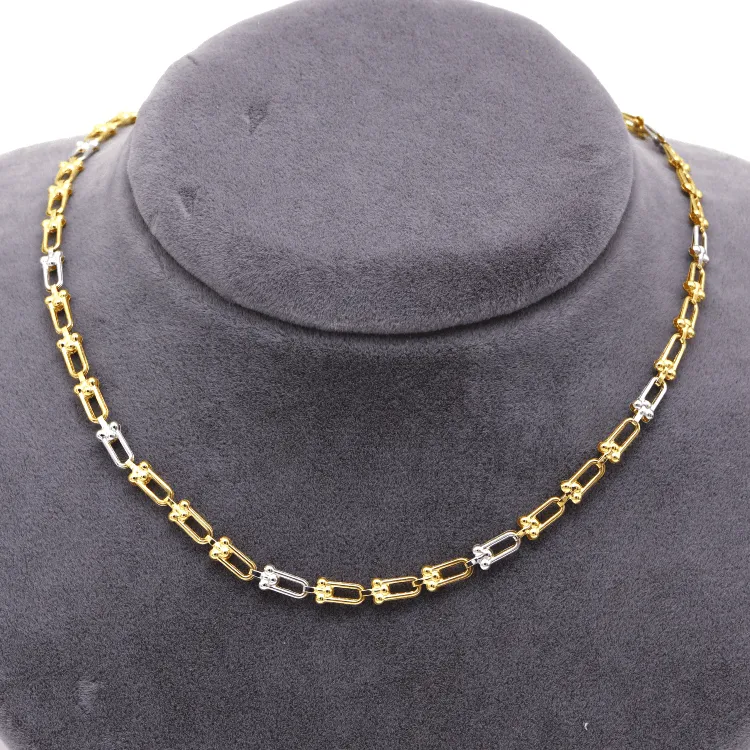 Real Gold GZTF 2 Color Hardware Solid Chain Necklace YW-4566 (40 C.M) CH1254