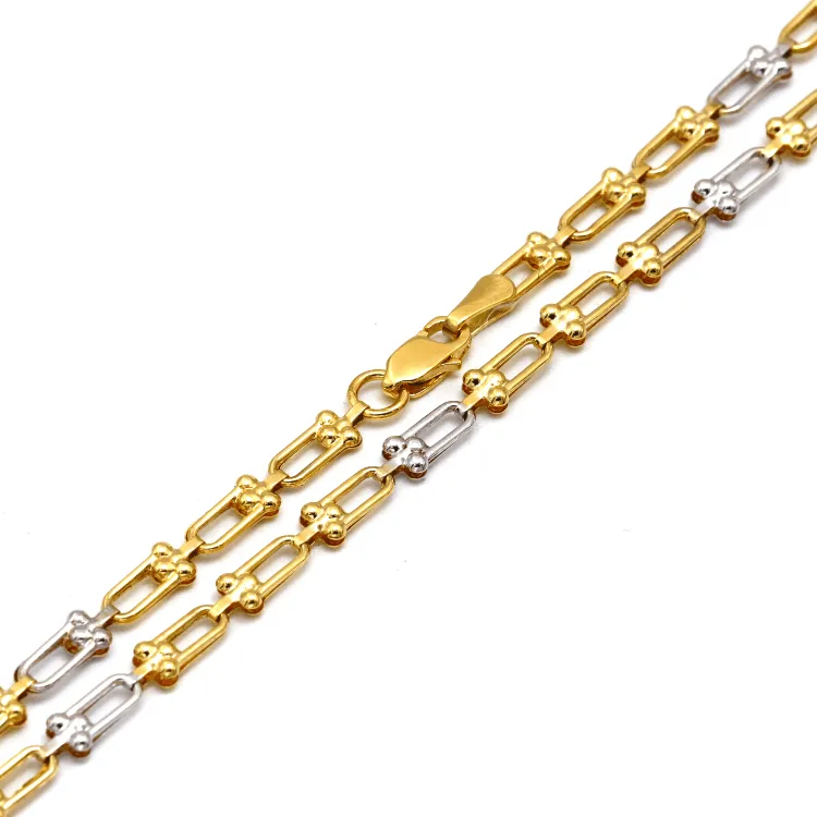 Real Gold GZTF 2 Color Hardware Solid Chain Necklace YW-4566 (40 C.M) CH1254