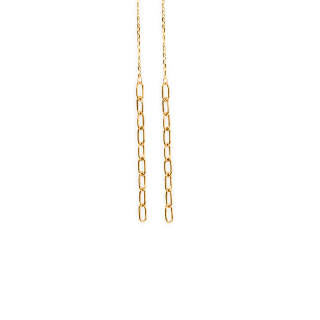 Real Gold Paper Clip Hanging Earring Link Thickness 2 MM 2694 E1828