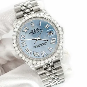 Rolex Datejust 116200 36mm 4.2CT Diamond Bezel/Lugs/Sky Blue MOP Dial Watch TFJ-142508683