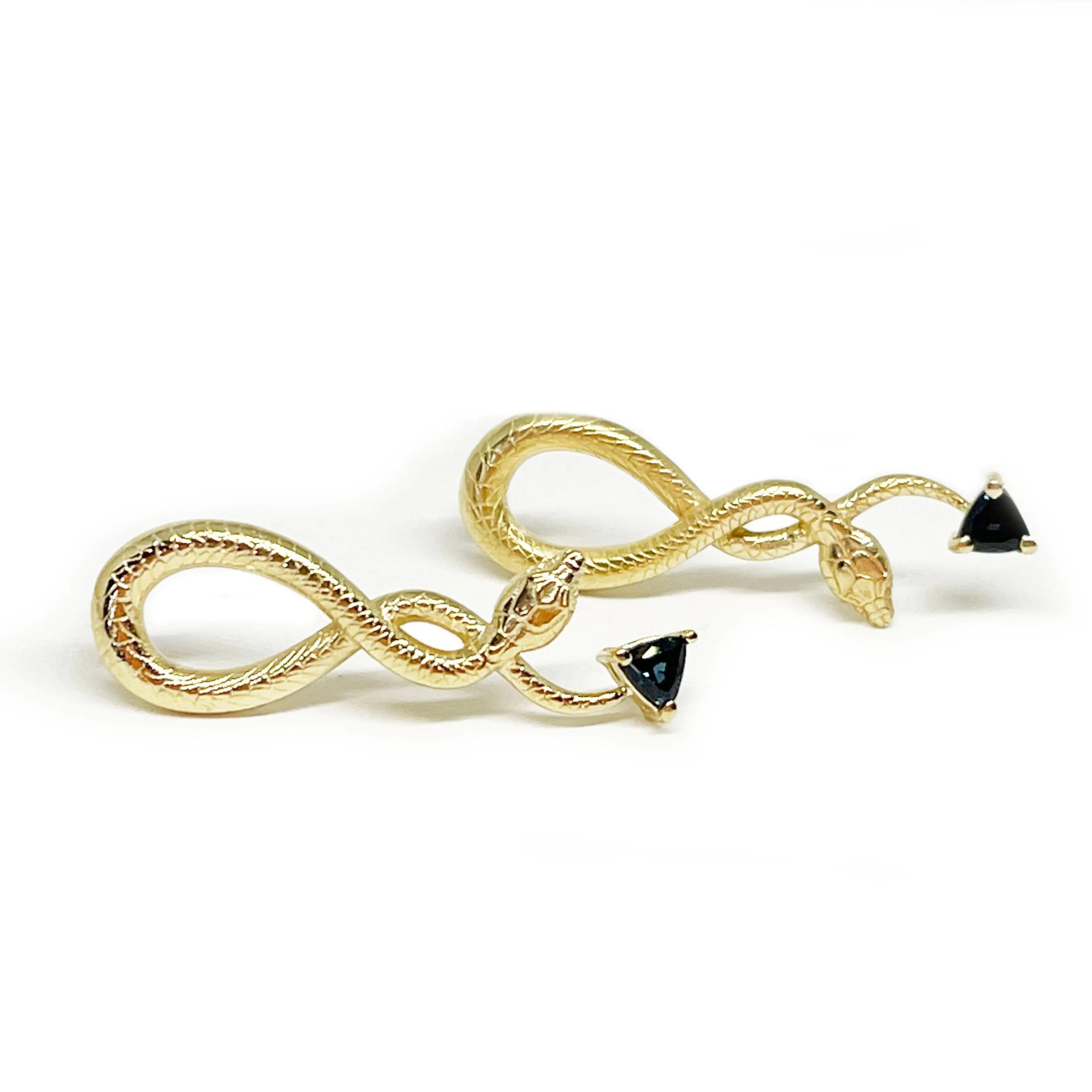 Sapphire Hanging Snake Earrings