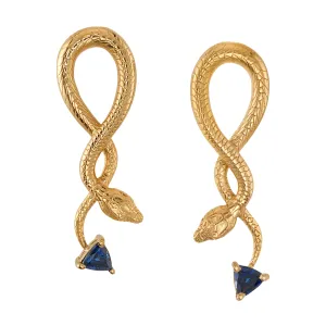 Sapphire Hanging Snake Earrings