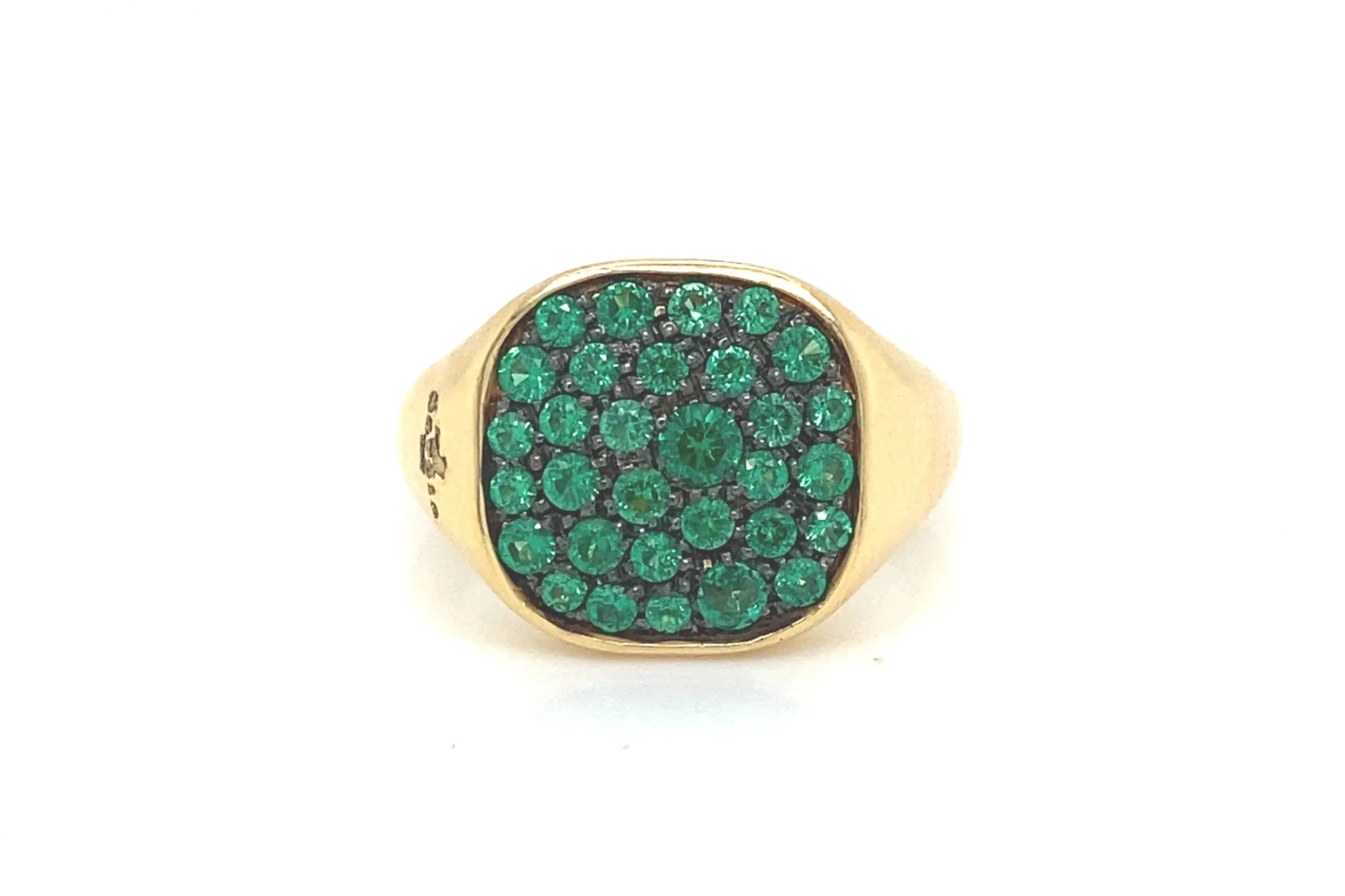 Savoia Pave Green Tsavorite Signet Ring