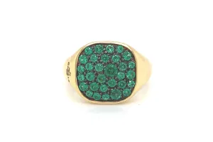 Savoia Pave Green Tsavorite Signet Ring