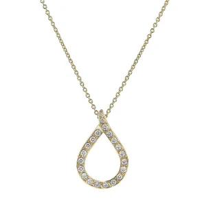 Scallop Artisan Pave Diamond Teardrop Pendant