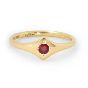 Shield Ring With Ruby