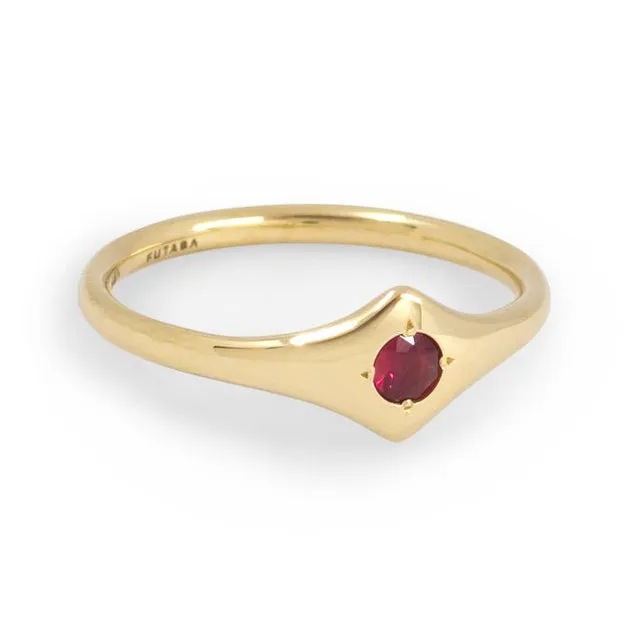 Shield Ring With Ruby