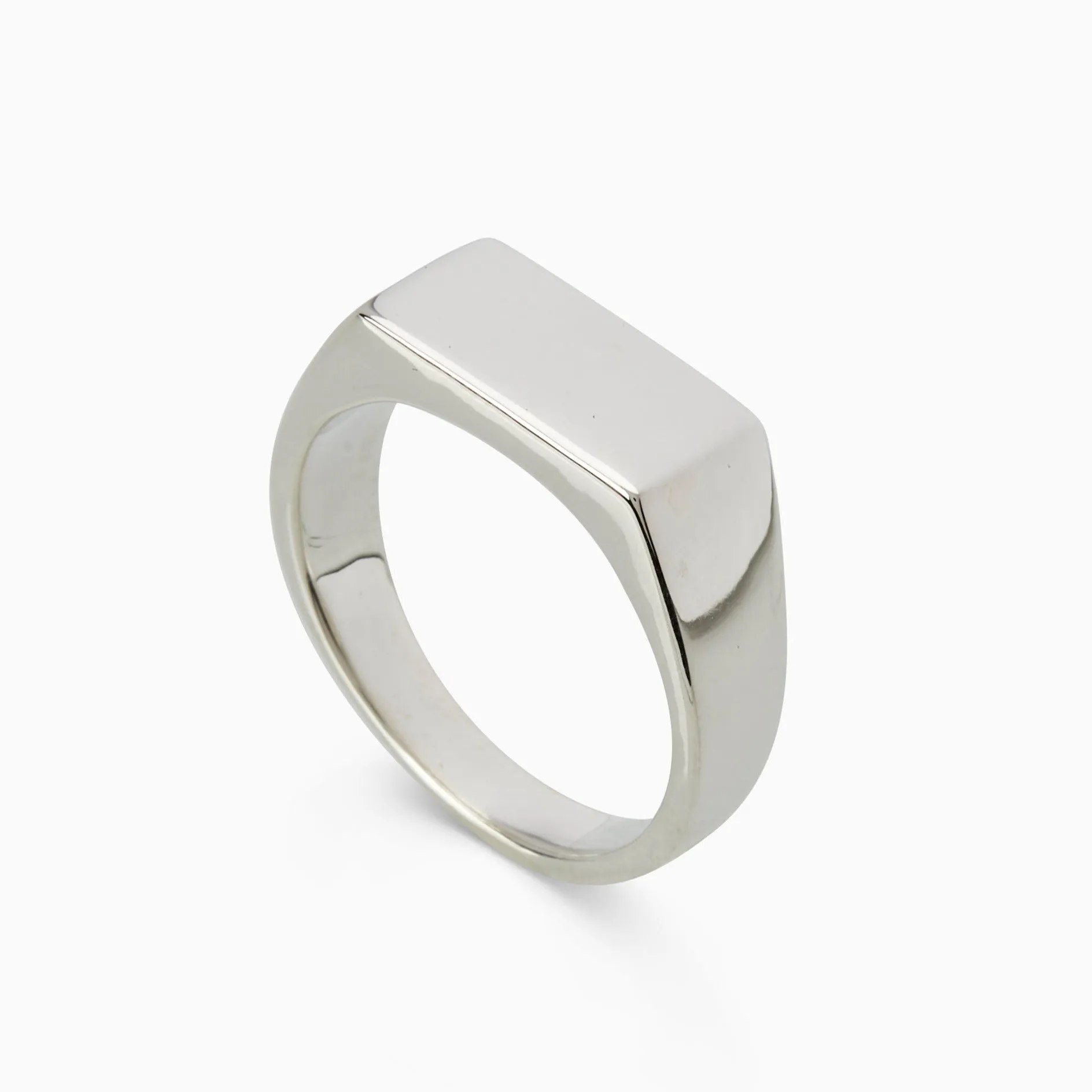 Signature Rectangle Signet Ring | White Gold